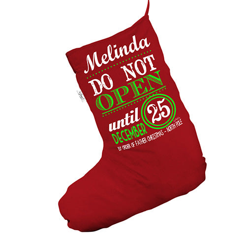 Personalised Do Not Open Until Christmas Red Deluxe Christmas Stocking