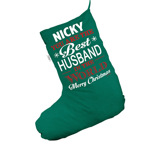 Personalised Best Husband Christmas Green Santa Claus Christmas Stockings