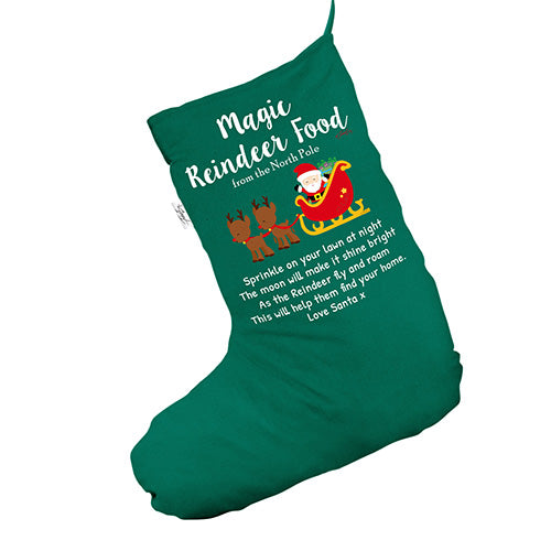 Magic Reindeer Food Green Christmas Stocking Gift Bag