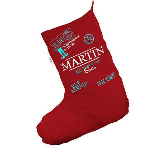 Personalised Christmas Eve Postage Red Deluxe Christmas Stocking