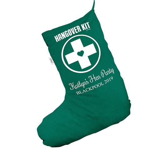 Personalised Hangover Kit Green Christmas Stockings Socks