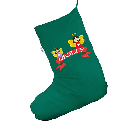 Personalised Fairies Banner Green Christmas Stockings Socks