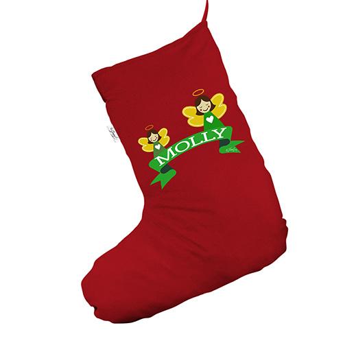 Personalised Fairies Banner Red Deluxe Christmas Stocking