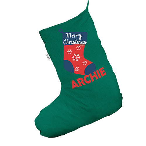 Personalised Merry Green Christmas Stockings Socks