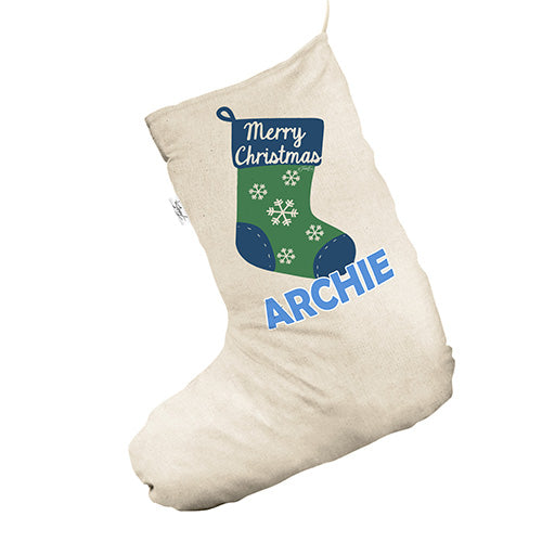 Personalised Merry White Christmas Stocking Gift Bag