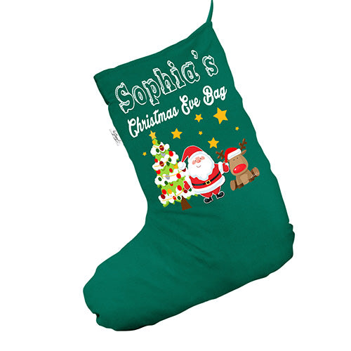 Personalised Christmas Tree Santa Reindeer Green Christmas Stockings Socks