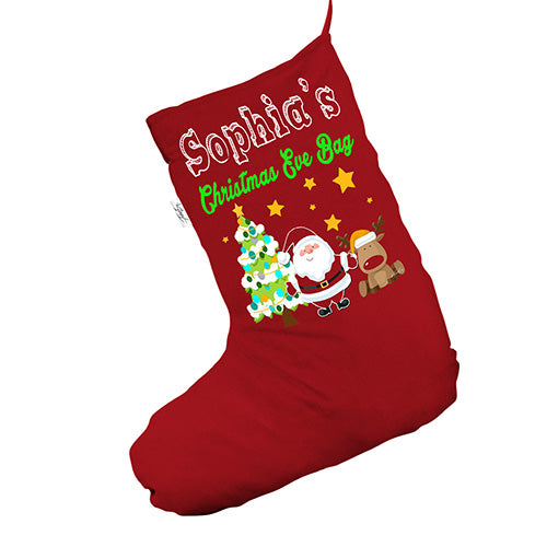 Personalised Christmas Tree Santa Reindeer Red Christmas Stockings Socks