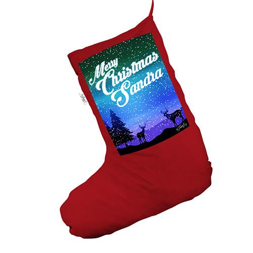 Personalised Merry Christmas Deer Red Christmas Stockings Socks