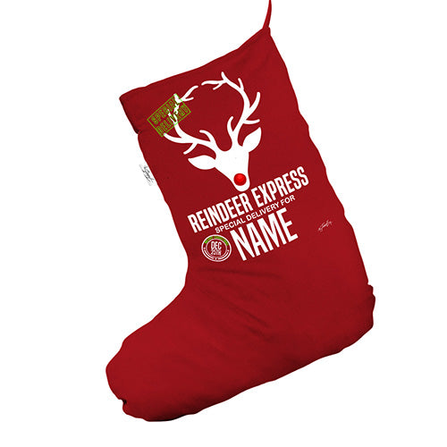 Personalised Reindeer Express Delivery Red Christmas Stockings Socks