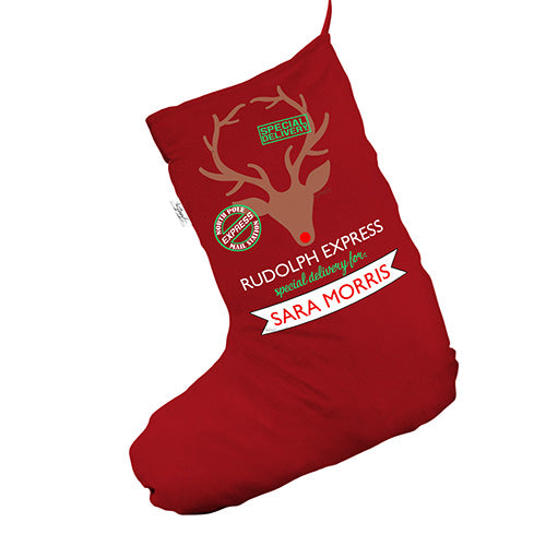 Personalised Rudolph Express Delivery Red Santa Claus Christmas Stockings