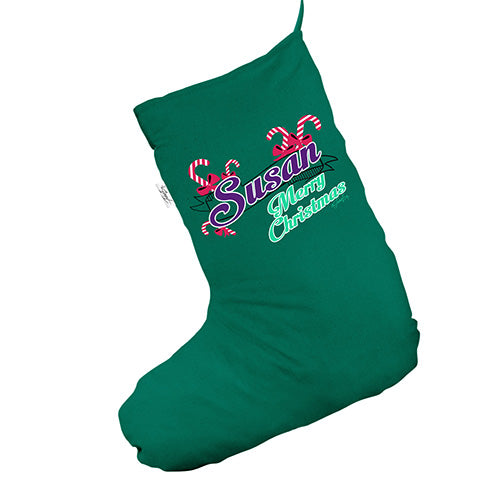 Personalised Candy Canes Stocking Green Christmas Stocking Gift Bag