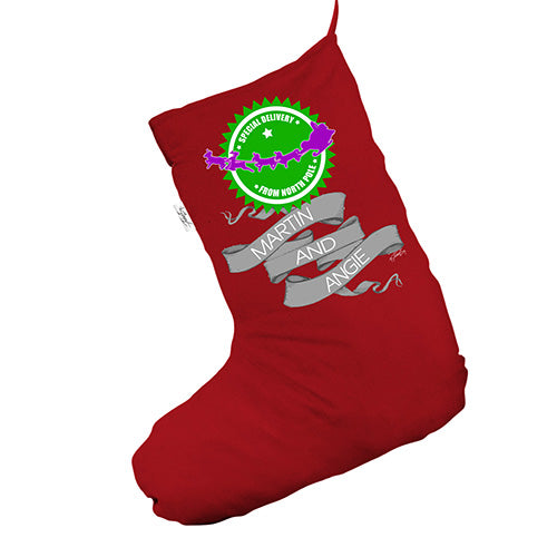 Personalised North Pole Delivery Red Deluxe Christmas Stocking