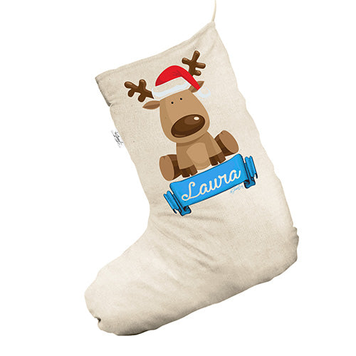 Personalised Santa Hat Reindeer White Christmas Stockings Socks