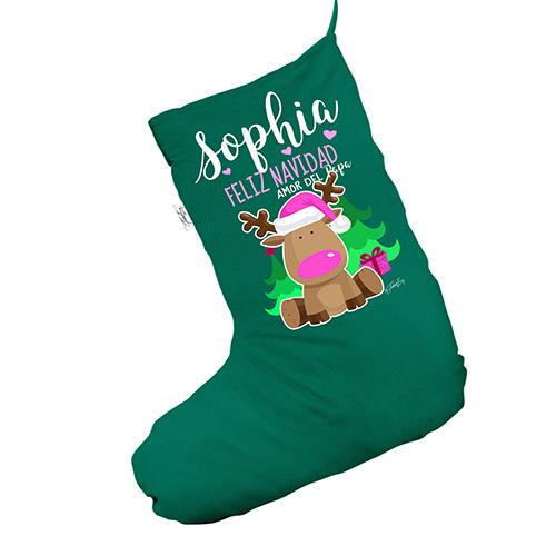Personalised Elf Merry Christmas Green Deluxe Christmas Stocking