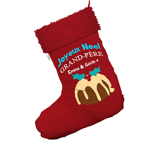 Personalised Joyeux No?¶«l Grand-Pere Jumbo Red Christmas Stockings Socks With Red Faux Fur Trim