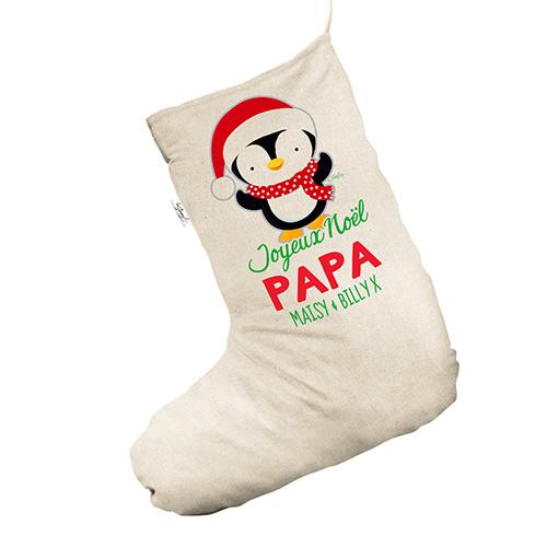 Personalised Penguin Christmas White Santa Claus Christmas Stockings