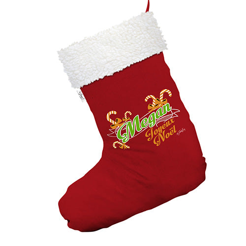 Personalised Joyeux No?¶«l Red Santa Claus Christmas Stockings With White Fur Trim