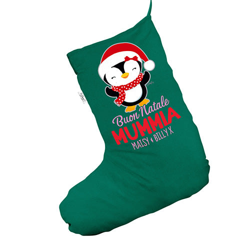 Personalised Penguin Christmas Green Christmas Stockings Socks