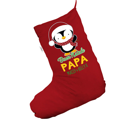 Personalised Penguin Christmas Red Christmas Stocking