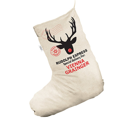 Rudolph Express Personalised White Christmas Stockings Socks