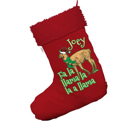 Fa La Llama Christmas Personalised Jumbo Red Santa Claus Christmas Stockings With Red Faux Fur Trim