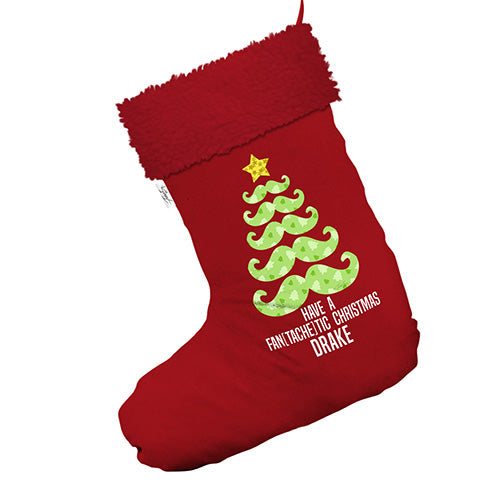 Moustache Christmas Tree Fantachetic Christmas Personalised Jumbo Red Christmas Stocking With Red Faux Fur Trim