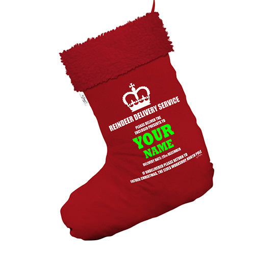 Personalised Christmas Vintage Style Great Quality Jumbo Red Santa Claus Christmas Stockings With Red Faux Fur Trim