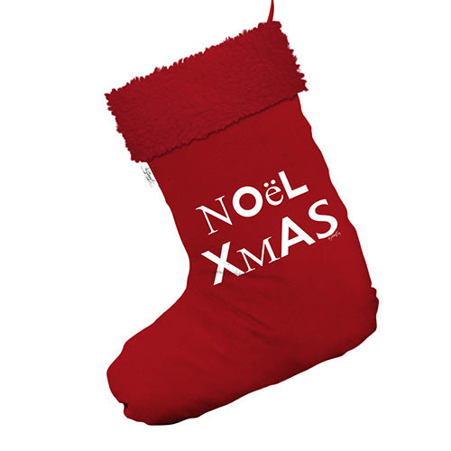 Rustic Vintage Noel Xmas Jumbo Red Santa Claus Christmas Stockings With Red Faux Fur Trim