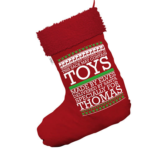 Toys Specially For Personalised Jumbo Red Deluxe Christmas Stocking With Red Faux Fur Trim