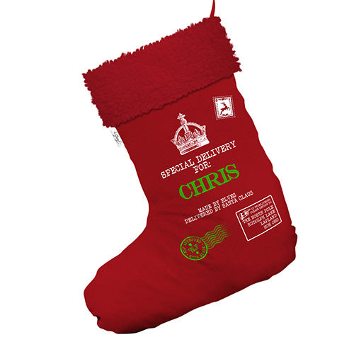Crown Royal Post Personalised Jumbo Red Christmas Stockings Socks With Red Faux Fur Trim