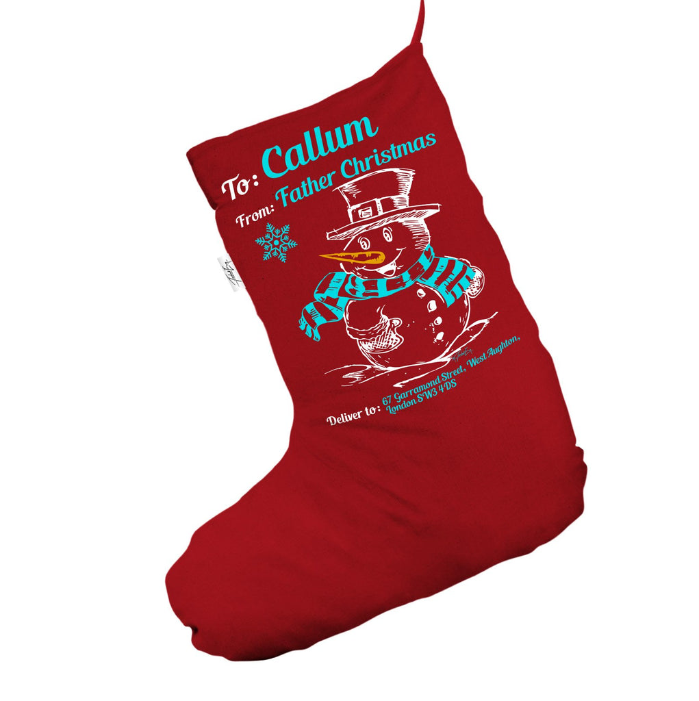 Personalised Christmas Snowman Red Christmas Stockings Socks