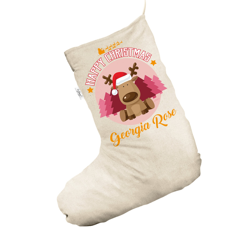 Personalised Merry Christmas Reindeer White Santa Claus Christmas Stockings