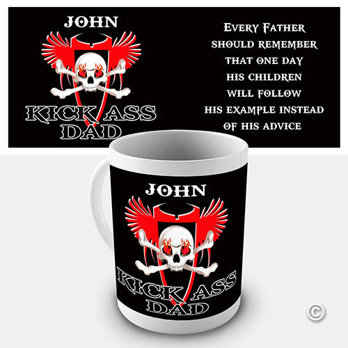 Gothic Kick Ass Dad Personalised Mug