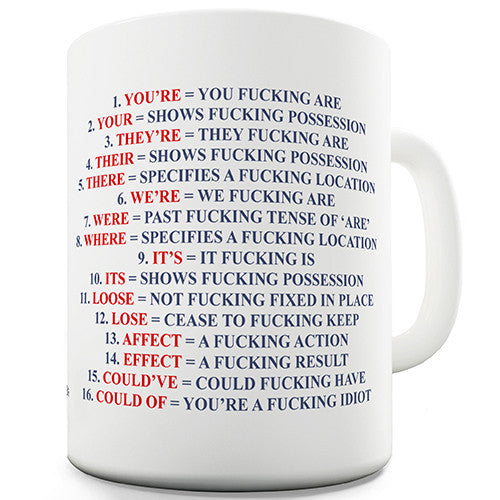 Grammar Expletive Funny Mug