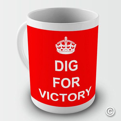 Keep Calm Dig For Victory Red Novelty Mug
