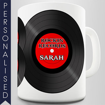 Record Vinyl Retro Personalised Mug - Twisted Envy Funny, Novelty and Fashionable tees