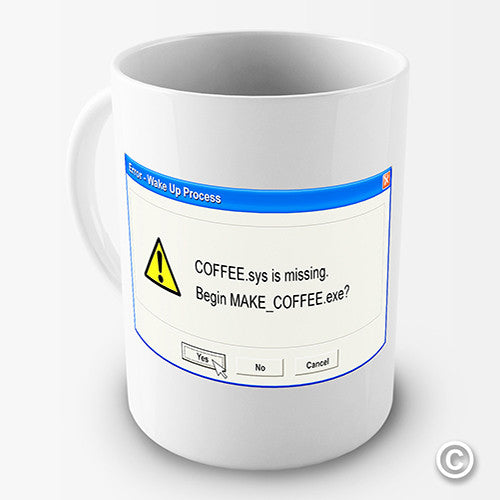 Coffee Error Message Novelty Mug