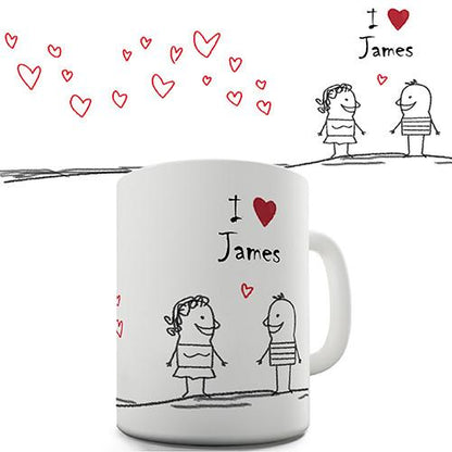 I Love Cartoon Hearts Personalised Mug