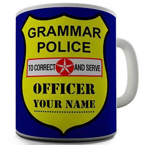 Grammar Police Shield Personalised Mug