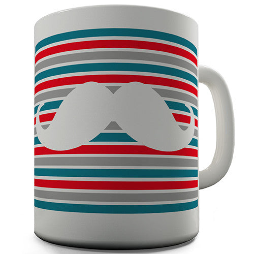 Hipster Striped Moustache Novelty Mug