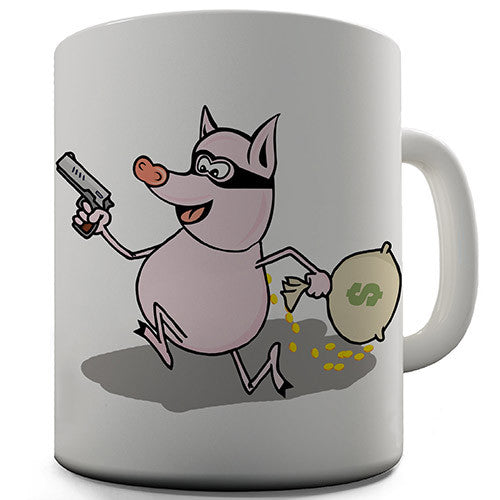 Pig Bank Thief Novelty Mug