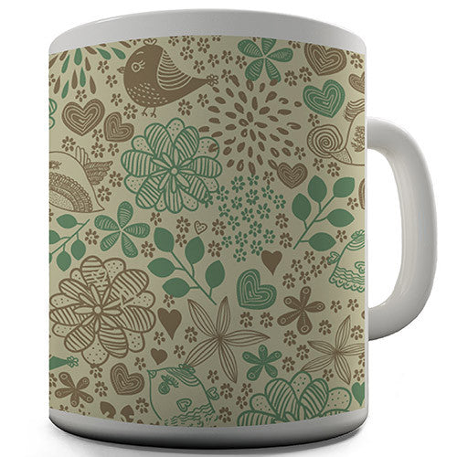 Birds And Flowers Pattern Novelty Mug