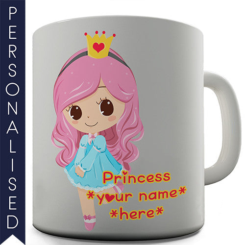 Pink Princess Personalised Mug - Twisted Envy Funny, Novelty and Fashionable tees