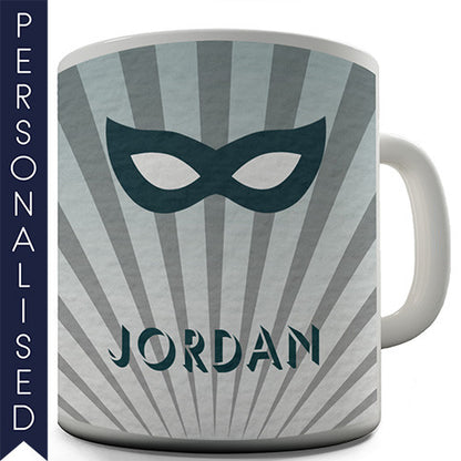 Superhero Blue Mask Personalised Mug - Twisted Envy Funny, Novelty and Fashionable tees