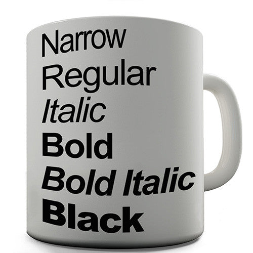 List Of Typefaces Novelty Mug