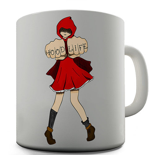 Knuckles Tattoo Hood Life Novelty Mug