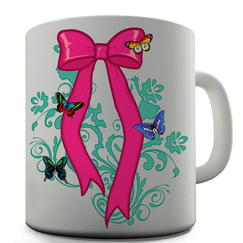 Pink Bow Butterfly Novelty Mug