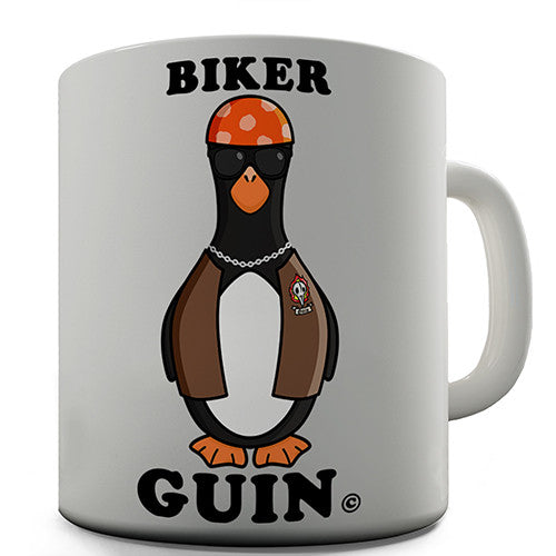 Biker Guin Penguin Novelty Mug