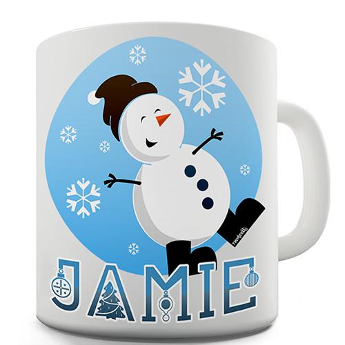 Blue Snowman Personalised Mug