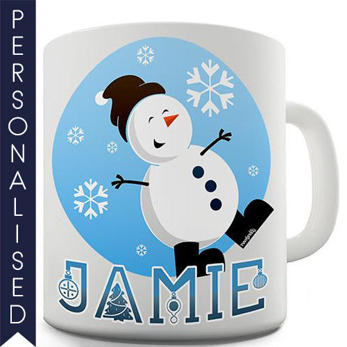 Blue Snowman Personalised Mug - Twisted Envy Funny, Novelty and Fashionable tees